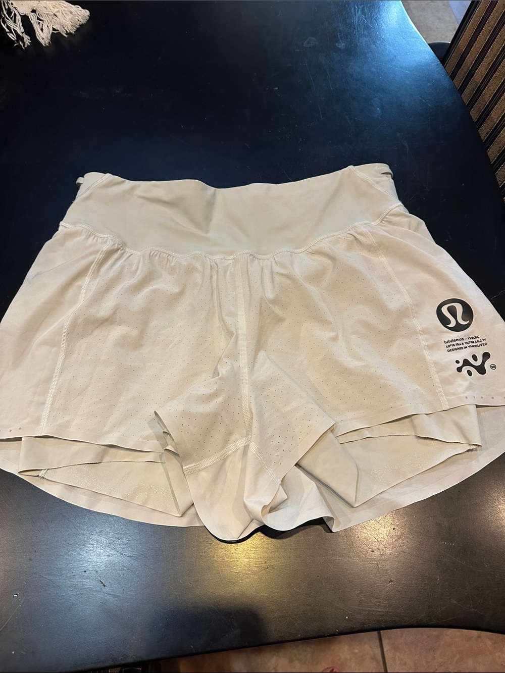 lululemon athletica Cream Perforated High-Waist Shorts